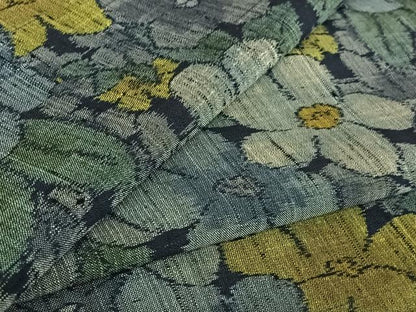 平和屋着物▽上質な紬 単衣 花づくし文 正絹 逸品 AABF5035jh
