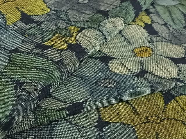 平和屋着物▽上質な紬 単衣 花づくし文 正絹 逸品 AABF5035jh