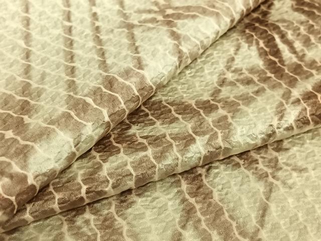 平和屋着物▽上質な小紋　単衣　枝葉文　正絹　逸品　AABF5037jh