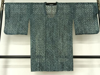平和屋着物▽道行コート スリーシーズン 春夏秋 塵除け 網代文様 正絹 逸品 AABF5039jh