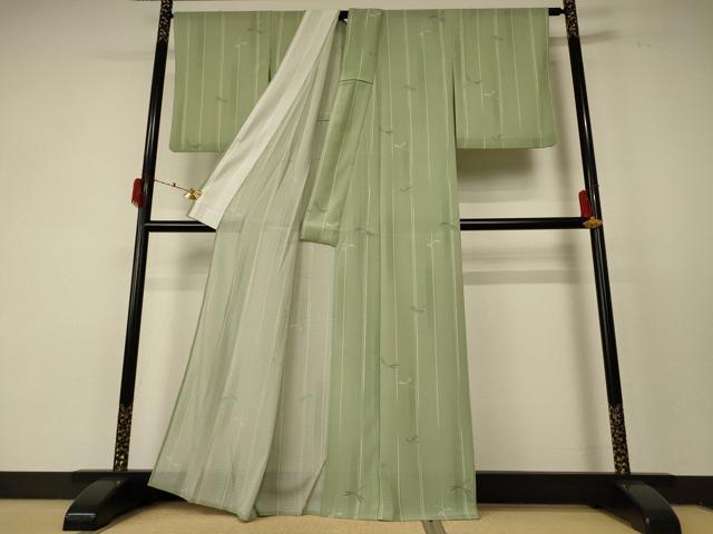 平和屋着物＊夏物 小紋 絽 蜻蛉 洗える着物 AABF5041jd