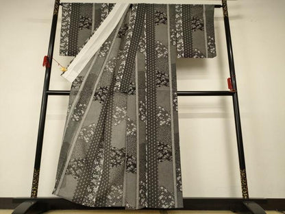 平和屋着物＊夏物 小紋 紗 花間道 洗える着物 AABF5042jd