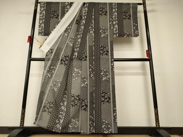平和屋着物＊夏物 小紋 紗 花間道 洗える着物 AABF5042jd
