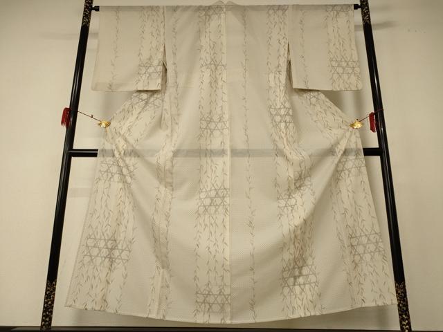 平和屋着物＊夏物 小紋 絽 枝葉文 洗える着物 AABF5047jd