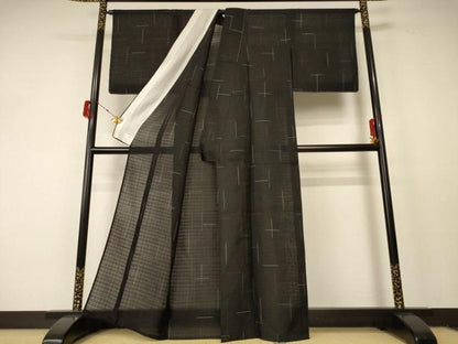 平和屋着物＊夏物 小紋 紗 幾何学文様 正絹 逸品 未使用 AABF5050jd