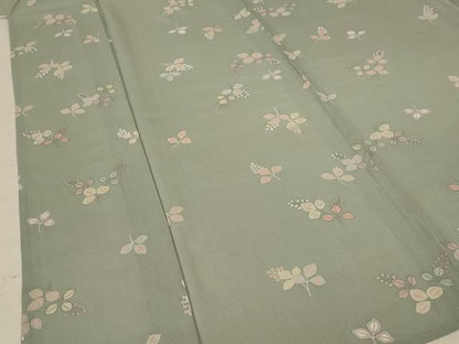 平和屋着物＊夏物 小紋 絽 舞葉文 銀彩 正絹 逸品 AABF5052jd