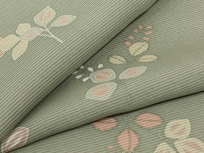 平和屋着物＊夏物 小紋 絽 舞葉文 銀彩 正絹 逸品 AABF5052jd