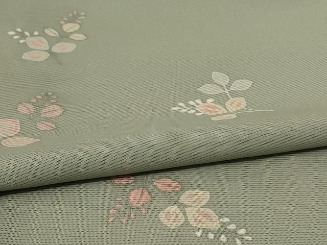 平和屋着物＊夏物 小紋 絽 舞葉文 銀彩 正絹 逸品 AABF5052jd