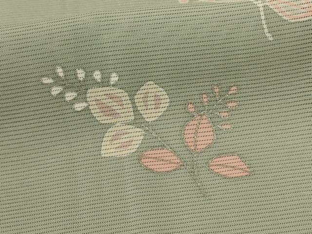 平和屋着物＊夏物 小紋 絽 舞葉文 銀彩 正絹 逸品 AABF5052jd