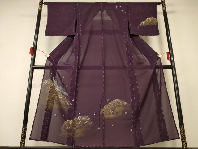 平和屋着物＊夏物 訪問着 絽 手描き 風景文 銀彩 正絹 逸品 未使用 AABF5056jd