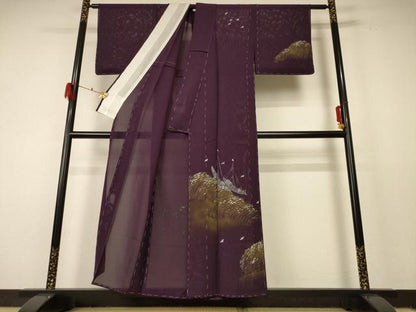 平和屋着物＊夏物 訪問着 絽 手描き 風景文 銀彩 正絹 逸品 未使用 AABF5056jd