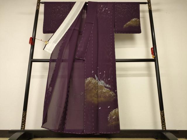 平和屋着物＊夏物 訪問着 絽 手描き 風景文 銀彩 正絹 逸品 未使用 AABF5056jd