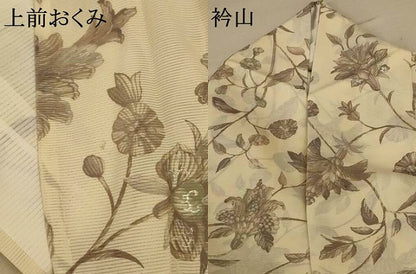 平和屋着物＊夏物　小紋　絽　草花文　銀彩　正絹　逸品　AABF5057jd