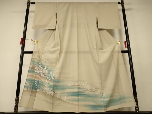 平和屋着物＊夏物 色留袖 絽 風景文 銀彩 洗える着物 AABF5063jd