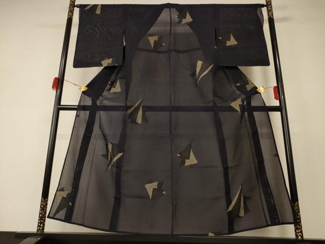 平和屋着物＊夏物 小紋 紗 舞葉文 正絹 逸品 未使用 AABF5064jd