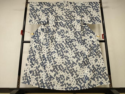 平和屋着物＊夏物 小紋 紗 舞花文 洗える着物 AABF5068jd