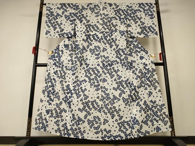 平和屋着物＊夏物 小紋 紗 舞花文 洗える着物 AABF5068jd