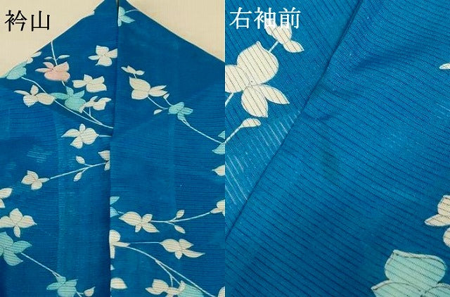 平和屋着物＊夏物 小紋 絽 枝花文 正絹 逸品 AABF5073jd