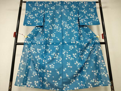 平和屋着物＊夏物 小紋 絽 枝花文 正絹 逸品 AABF5073jd
