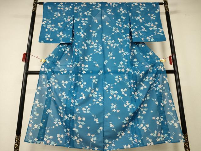 平和屋着物＊夏物 小紋 絽 枝花文 正絹 逸品 AABF5073jd