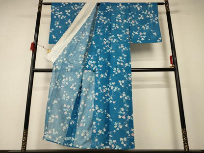 平和屋着物＊夏物 小紋 絽 枝花文 正絹 逸品 AABF5073jd