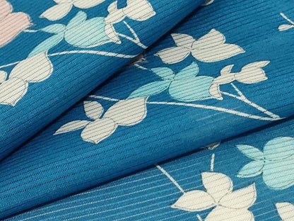 平和屋着物＊夏物 小紋 絽 枝花文 正絹 逸品 AABF5073jd