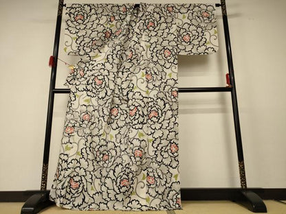 平和屋着物＊夏物 小紋 紗 花尽くし 洗える着物 AABF5081jd