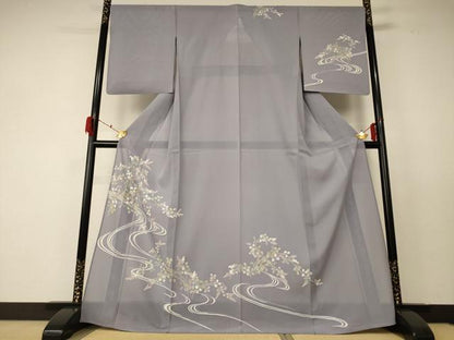 平和屋着物＊夏物　訪問着　絽　流水草花文　正絹　逸品　AABF5082jd