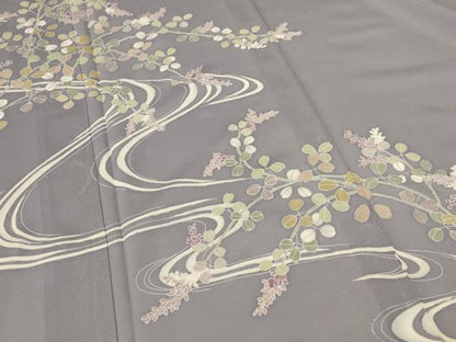 平和屋着物＊夏物　訪問着　絽　流水草花文　正絹　逸品　AABF5082jd