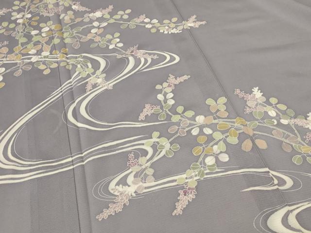 平和屋着物＊夏物　訪問着　絽　流水草花文　正絹　逸品　AABF5082jd