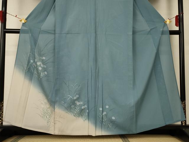 平和屋着物＊夏物 訪問着 絽 手描き 草花文 暈し染め 正絹 逸品 AABF5088jd