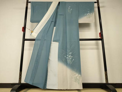 平和屋着物＊夏物 訪問着 絽 手描き 草花文 暈し染め 正絹 逸品 AABF5088jd