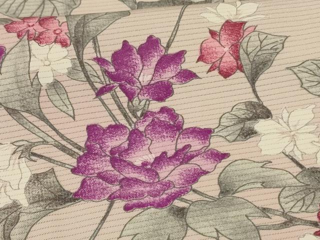 平和屋着物＊夏物 小紋 絽 草花文 正絹 逸品 AABF5091jd
