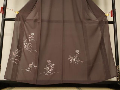 平和屋着物＊夏物 色留訪問着 絽 刺繍 草花文 正絹 逸品 AABF5092jd
