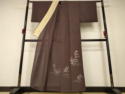 平和屋着物＊夏物 色留訪問着 絽 刺繍 草花文 正絹 逸品 AABF5092jd
