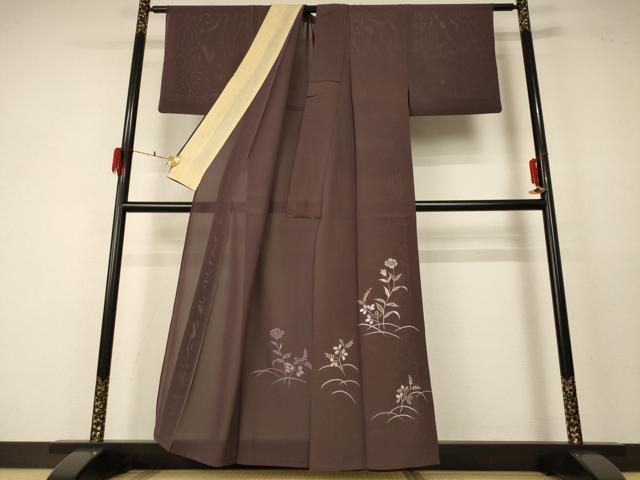 平和屋着物＊夏物 色留訪問着 絽 刺繍 草花文 正絹 逸品 AABF5092jd