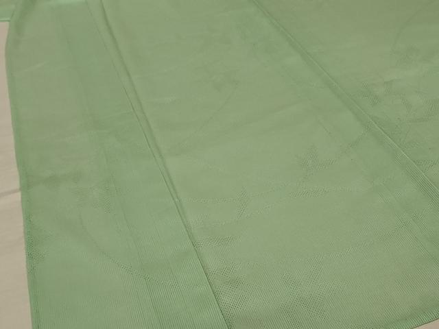 平和屋着物＊夏物 色無地 縦絽 枝葉紋紗 若菜色 正絹 逸品 AABF5093jd