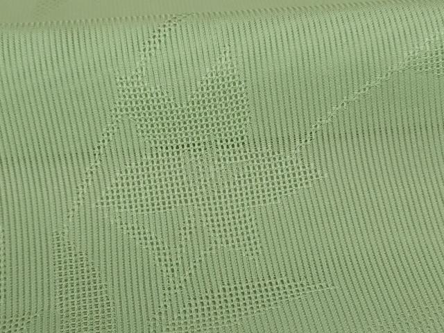 平和屋着物＊夏物 色無地 縦絽 枝葉紋紗 若菜色 正絹 逸品 AABF5093jd
