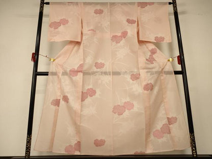 平和屋着物＊夏物　小紋　紗　草花文　正絹　逸品　AABF5094jd