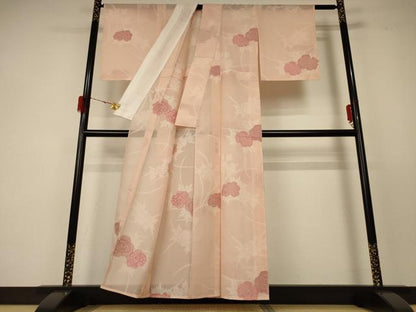 平和屋着物＊夏物　小紋　紗　草花文　正絹　逸品　AABF5094jd