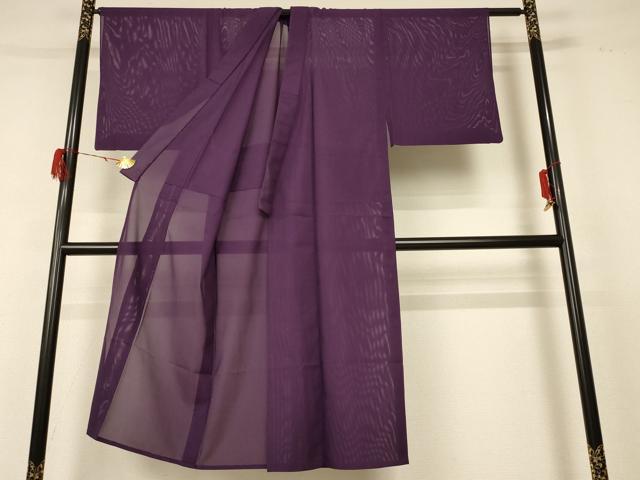 平和屋着物＊夏物　男性　色無地　絽　似せ紫色　正絹　逸品　AABF5096jd