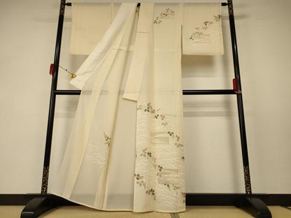 平和屋着物＊夏物 訪問着 絽 萩文 金彩 正絹 逸品 AABF5098jd