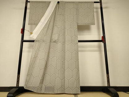 平和屋着物＊夏物 紗紬 亀甲文 正絹 逸品 AABF5099jd