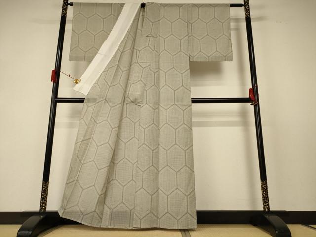 平和屋着物＊夏物 紗紬 亀甲文 正絹 逸品 AABF5099jd