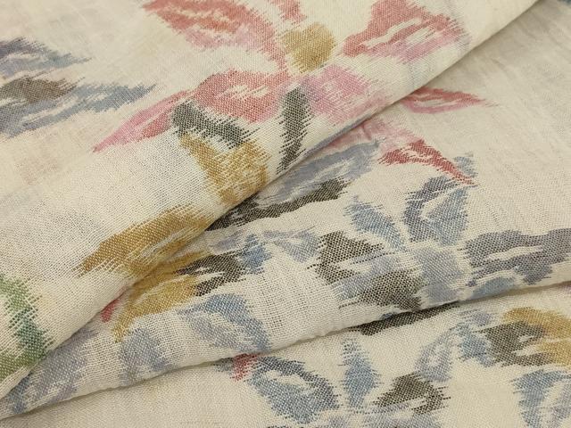 平和屋着物＊夏物 小千谷ちぢみ 草花文 麻 逸品 AABF5100jd