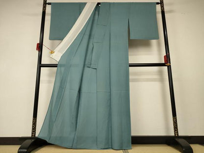 平和屋着物＊夏物　色無地　紗　水浅葱色　正絹　逸品　AABF5103jd