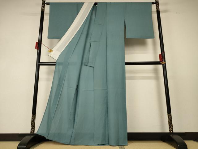 平和屋着物＊夏物　色無地　紗　水浅葱色　正絹　逸品　AABF5103jd