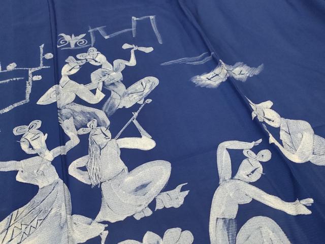 平和屋着物＊夏物 訪問着 絽 ろうけつ染め 人物文 正絹 逸品 AABF5104jd