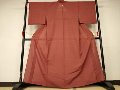 平和屋着物＊夏物 色無地 絽 茶色 正絹 逸品 AABF5107jd