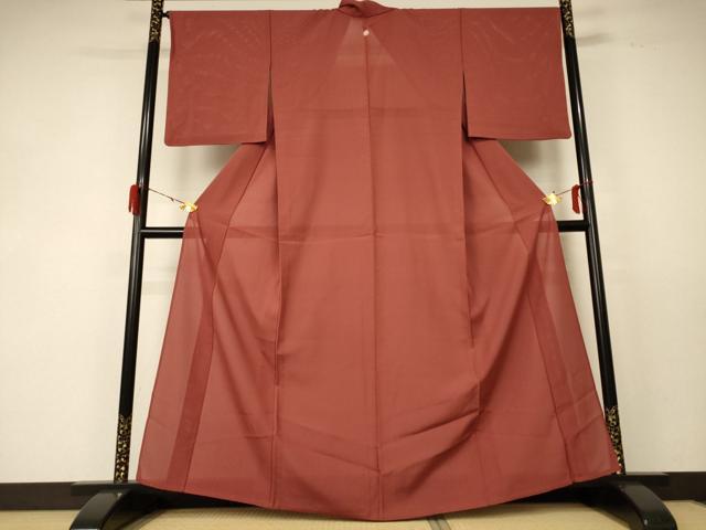 平和屋着物＊夏物 色無地 絽 茶色 正絹 逸品 AABF5107jd